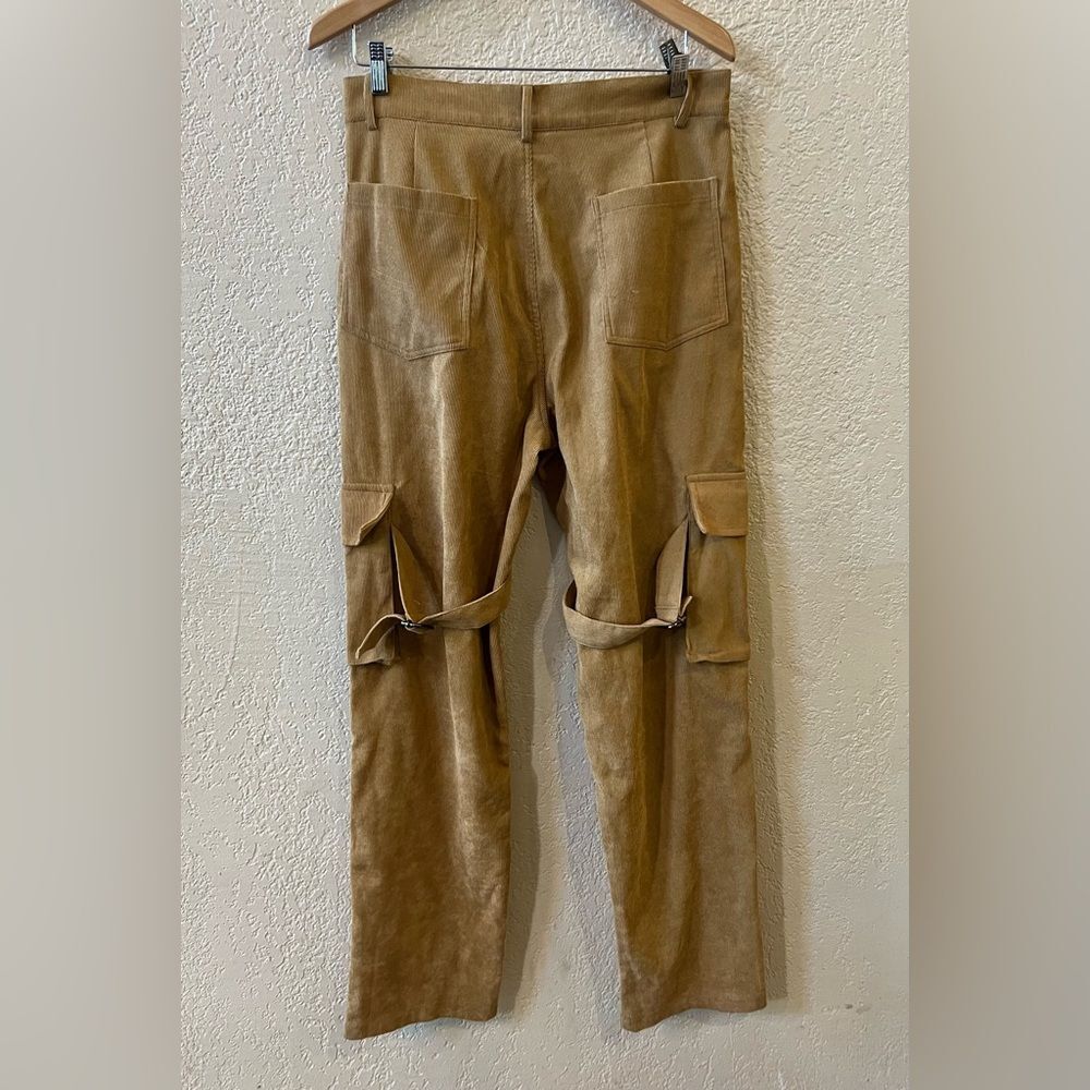 Sixth June Utility Corduroy Pants Sz XL Brown Large Pockets Side Straps Festival - Picture 4 of 9